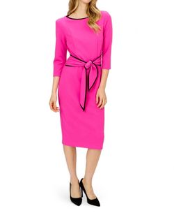 Style 1-2349309946-1901 Joseph Ribkoff Pink Size 6 Straight Belt Cocktail Dress on Queenly