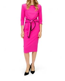 Style 1-2349309946-1901 Joseph Ribkoff Pink Size 6 Straight Belt Cocktail Dress on Queenly