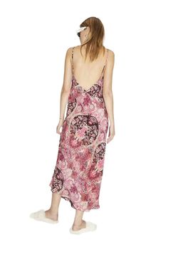 Style 1-2434601181-892 Maria Cher Pink Size 8 Floral Print Silk Backless Straight Dress on Queenly