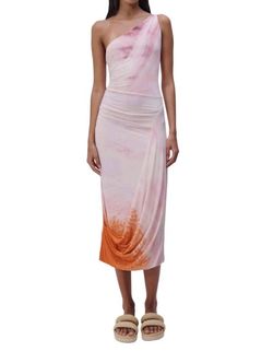 Style 1-2476916153-74 JONATHAN SIMKHAI Pink Size 4 Free Shipping Jersey One Shoulder Cocktail Dress on Queenly