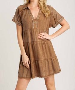 Style 1-284683301-892 umgee Brown Size 8 Mini 1-284683301-892 Sorority Polyester Spandex Cocktail Dress on Queenly