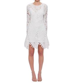 Style 1-3039732405-238 LEO LIN White Size 12 Fitted Mini Bachelorette Lace Cocktail Dress on Queenly