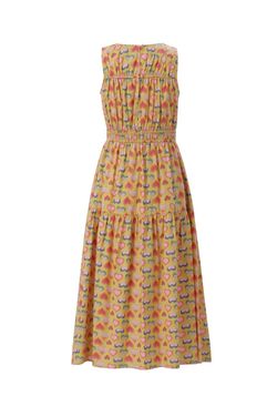 Style 1-3128432552-74 EMILY LOVELOCK Yellow Size 4 Floor Length Print Straight Dress on Queenly