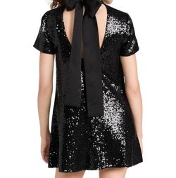 Style 1-3193488594-70 STAUD Black Size 0 1-3193488594-70 Keyhole Sleeves Sequined Cocktail Dress on Queenly