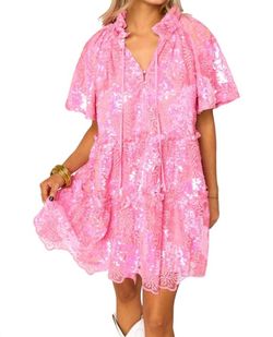 Style 1-3456609993-70 BUDDYLOVE Pink Size 0 Sequined Sleeves Sorority Rush Cocktail Dress on Queenly