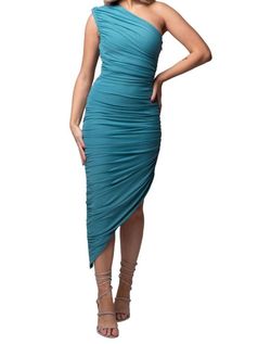 Style 1-3860971569-70 ELLIATT Blue Size 0 Fitted One Shoulder Spandex Cocktail Dress on Queenly