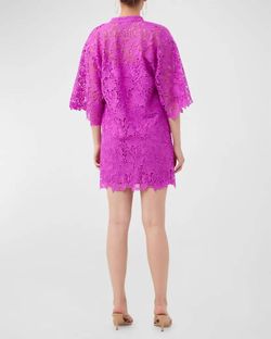 Style 1-4029806258-149 Trina Turk Purple Size 12 V Neck Mini Sheer Lace Cocktail Dress on Queenly