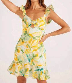 Style 1-4084572766-149 MINKPINK Yellow Size 12 Print Mini Cocktail Dress on Queenly