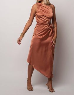 Style 1-436682744-149 MOON RIVER Brown Size 12 One Shoulder Polyester Plus Size Cocktail Dress on Queenly