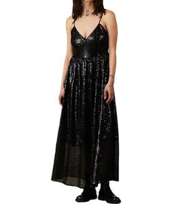 Style 1-485313628-892 ALI GOLDEN Black Size 8 Tall Height Polyester Sequined 1-485313628-892 Straight Dress on Queenly