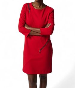 Style 1-671533908-238 Joseph Ribkoff Red Size 12 Polyester Spandex Sleeves Cocktail Dress on Queenly