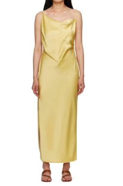 Style 1-752089502-74 Nanushka Yellow Size 4 Spaghetti Strap Polyester Floor Length Straight Dress on Queenly