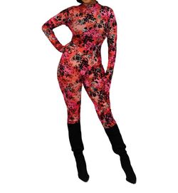 Style 1-1049808926-74 Good Time USA Pink Size 4 1-1049808926-74 Velvet Jumpsuit Dress on Queenly