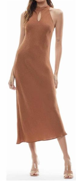 Style 1-1643631453-2901 young fabulous & broke Brown Size 8 Silk Mini Keyhole Tall Height Cocktail Dress on Queenly