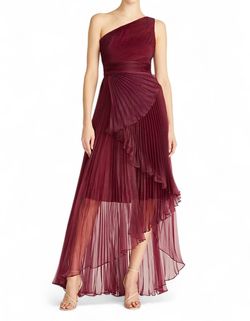 Style 1-1750327548-425 THEIA Red Size 8 One Shoulder Polyester Straight Dress on Queenly