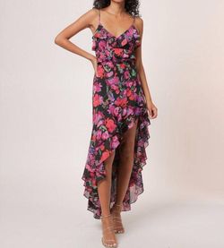 Style 1-1983143341-3236 line and dot Black Size 4 Ruffles Wednesday Spandex Floral Cocktail Dress on Queenly