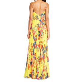 Style 1-2073660203-2168 AMUR Yellow Size 8 Floral Tulle Polyester Straight Dress on Queenly