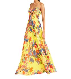Style 1-2073660203-2168 AMUR Yellow Size 8 Floral Tulle Polyester Straight Dress on Queenly