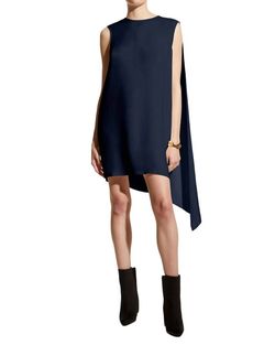 Style 1-2114566001-651 Careste Blue Size 20 Keyhole Summer Cape Cocktail Dress on Queenly