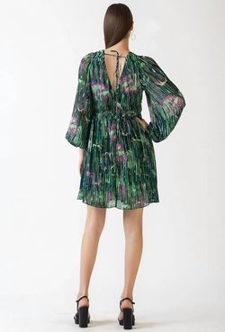 Style 1-2316650665-2901 Celina Moon Green Size 8 Mini Shiny Sleeves Cocktail Dress on Queenly