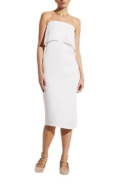 Style 1-2337044045-520 Careste White Size 18 70 Off Silk Side Slit Strapless Cocktail Dress on Queenly