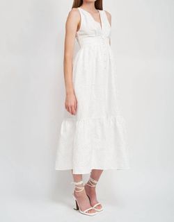 Style 1-2658501984-2696 En Saison White Size 12 Jersey Polyester V Neck Engagement Straight Dress on Queenly