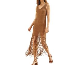 Style 1-3066461350-892 DRESS FORUM Brown Size 8 Summer Fringe Polyester Cocktail Dress on Queenly