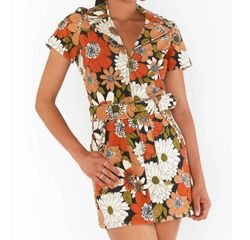 Style 1-352664372-3855 Show Me Your Mumu Brown Size 0 Sorority Spandex Summer Floral Cocktail Dress on Queenly