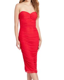 Style 1-356211744-70 Amanda Uprichard Red Size 0 Sheer Free Shipping Strapless Polyester Cocktail Dress on Queenly