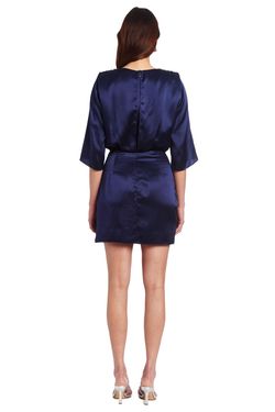 Style 1-3989278763-70 Amanda Uprichard Blue Size 0 Polyester High Neck V Neck Cocktail Dress on Queenly