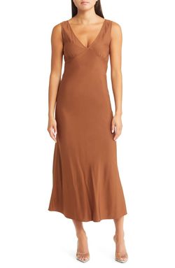 Style 1-4085736659-2901 Sophie Rue Brown Size 8 V Neck Side Slit Cocktail Dress on Queenly