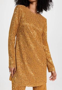 Style 1-4221700534-70 STINE GOYA Gold Size 0 Sorority Sequined Sleeves Sorority Rush 1-4221700534-70 Cocktail Dress on Queenly