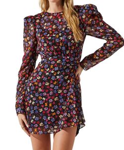 Style 1-488543906-3855 ASTR Blue Size 0 Floral Sorority Sleeves Cocktail Dress on Queenly