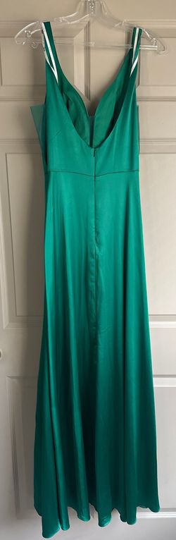 Style 145983 Elizabeth K Green Size 4 Pageant Side slit Dress on Queenly