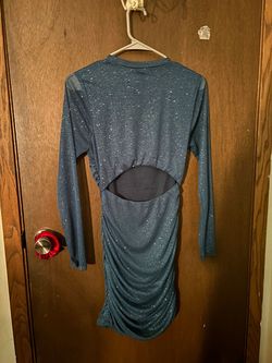 Speechless Blue Size 12 Long Sleeve A-line Dress on Queenly