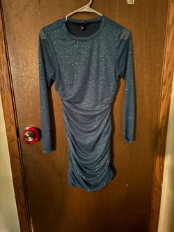 Speechless Blue Size 12 Long Sleeve A-line Dress on Queenly