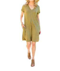 Style 1-3077778908-74 mittoshop Green Size 4 V Neck Summer Olive Cocktail Dress on Queenly