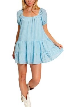 Style 1-3706289734-149 LE LIS Blue Size 12 Square Neck Free Shipping Mini Cocktail Dress on Queenly