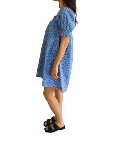 Style 1-3488216110-892 Things Between Blue Size 8 Print Mini Cocktail Dress on Queenly