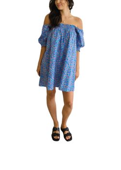 Style 1-3488216110-892 Things Between Blue Size 8 Print Mini Cocktail Dress on Queenly