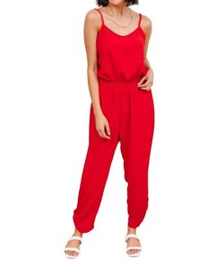 Style 1-394893589-1464 Now N Forever Red Size 28 Spaghetti Strap Plus Size Jumpsuit Dress on Queenly