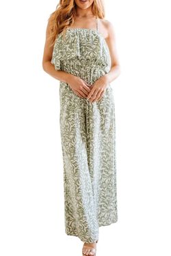 Style 1-3829710102-70 Hailey & Co Green Size 0 Hailey And Co 1-3829710102-70 Floor Length Pockets Floral Jumpsuit Dress on Queenly