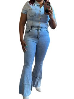 Style 1-916963247-149 Blue B Light Blue Size 12 Jersey Plus Size Jumpsuit Dress on Queenly