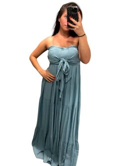 Style 1-1394908070-149 entro Blue Size 12 Ruffles Sheer Straight Dress on Queenly