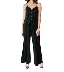 Style 1-628272392-74 ANDREE BY UNIT Black Size 4 Tall Height Polyester Floor Length 1-628272392-74 Jumpsuit Dress on Queenly