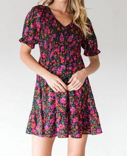 Style 1-3559502154-74 Jodifl Black Size 4 Floral Polyester Free Shipping Casual Cocktail Dress on Queenly