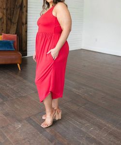 Style 1-2630647074-920 ELDRIDGE Red Size 24 Pockets Polyester Plus Size Spandex Jumpsuit Dress on Queenly