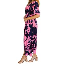 Style 1-398056198-611 HEIMISH USA Blue Size 16 Floral Bell Sleeves Straight Dress on Queenly