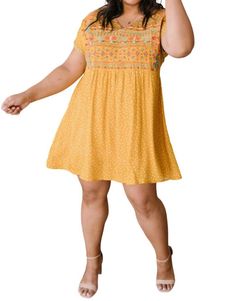 Style 1-1135289222-149 ANDREE BY UNIT Yellow Size 12 Polyester Embroidery Cocktail Dress on Queenly