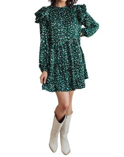 Style 1-1542883484-74 Jodifl Green Size 4 Satin Sleeves Ruffles Long Sleeve Cocktail Dress on Queenly